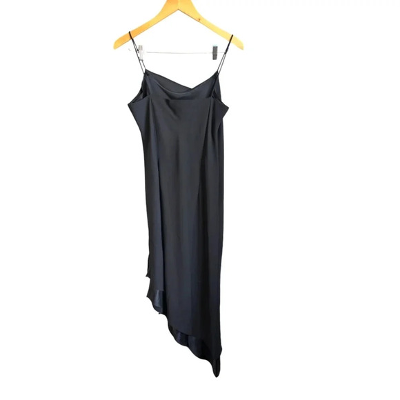 Positive Attitude Asymmetrical Dress Black size 12 90's Y2K Sheer Ruffle LBD - Picture 5 of 6